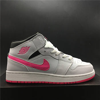 Jordan 1 Mid White Black Hyper Pink 