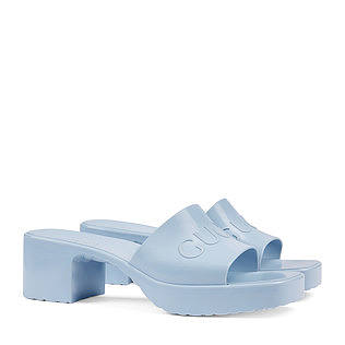 Blue Rubber Women's GG Slide Sandal