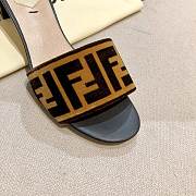 Fendi Brown Velvet Zucca Slide Sandals - 3