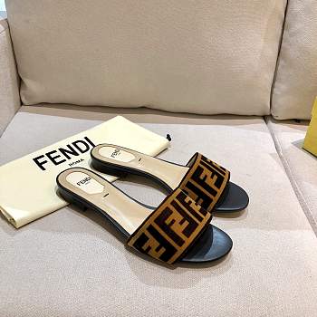 Fendi Two Tone Zucca Velvet Flat Slides