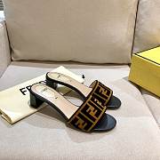 Fendi Brown Velvet Zucca Slide Sandals - 1