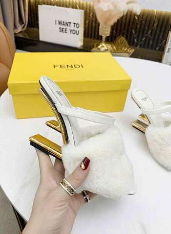 FENDI FIRST White sheepskin high-heeled sandals - 8R8212AHGJF0CA4