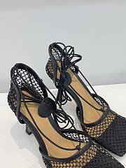 Bottega Veneta Black Stretch Fishnet Mesh Heels - 5