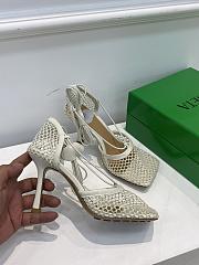 Bottega Veneta White Stretch Fishnet Mesh Heels - 5