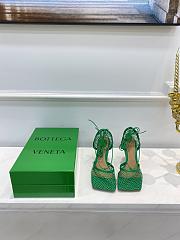 Bottega Veneta Green Stretch Fishnet Mesh Heels - 5