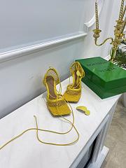 Bottega Veneta Yellow Stretch Fishnet Mesh Heels - 5