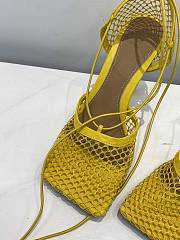 Bottega Veneta Yellow Stretch Fishnet Mesh Heels - 2