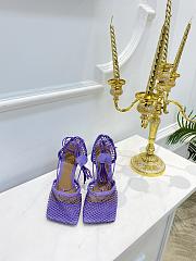 Bottega Veneta Purple Stretch Fishnet Mesh Heels - 4