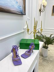 Bottega Veneta Purple Stretch Fishnet Mesh Heels - 2