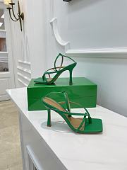 Bottega Veneta Green Strappy Stretch Heeled Sandals - 1