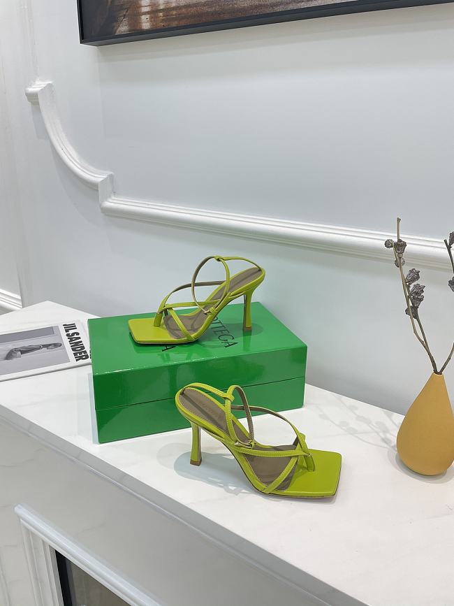 Bottega Veneta Lime Strappy Stretch Heeled Sandals - 1