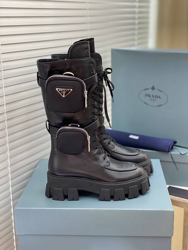 Prada Strapped Pouch Combat Boots 0077 - MayShow