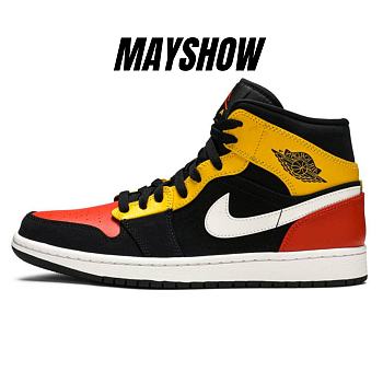 Air Jordan 1 Mid Black Amarillo Orange - 852542-087