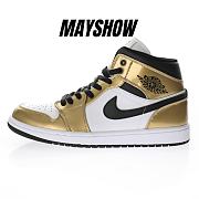 Air Jordan 1 Mid Metallic Gold Black White - DC1419-700 - 1