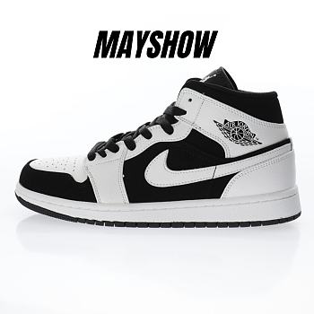 Air Jordan 1 Mid White Black - 554724-113 