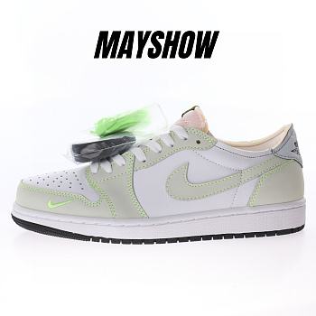 Air Jordan 1 Retro Low White Ghost Green Black - DM7837-103