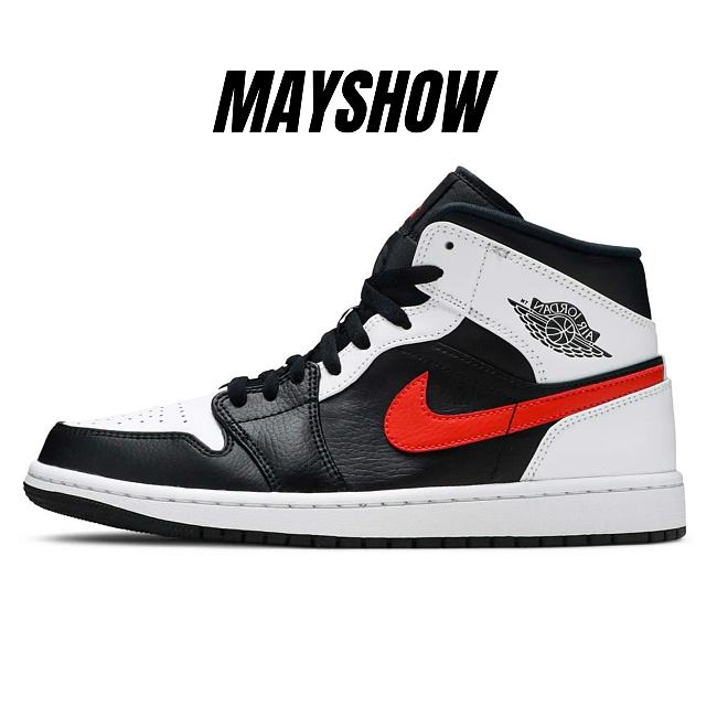 Air Jordan 1 Mid Black Chile Red White - 554724-075 - 1