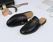 Black Leather Princetown Slipper - 423513 BLM00 1000 - 2