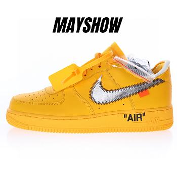 Nike Air Force 1 Low OFF-WHITE University Gold Metallic Silver - DD1876-700