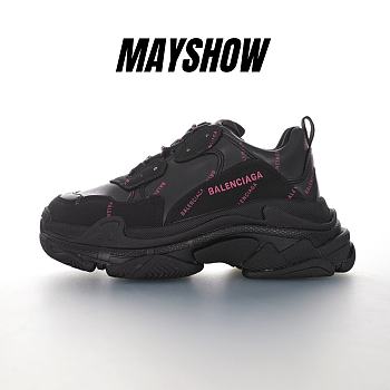 Balenciaga Triple S Allover Logo Black Pink - 524039W2FA11050