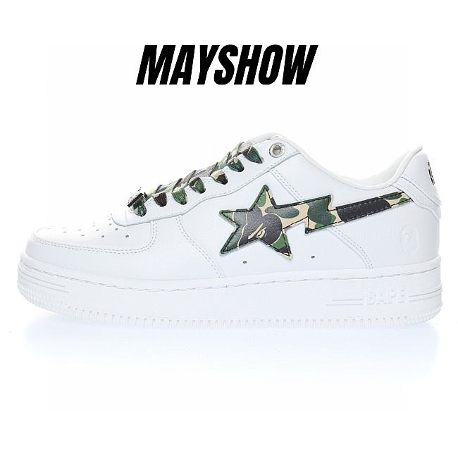 A Bathing Ape Bape Sta Low White ABC Camo Green - 1