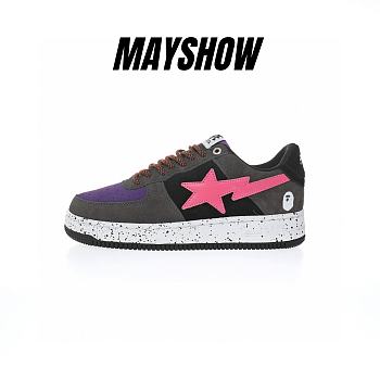 A Bathing Ape Bape Sta Black Grey Pink Suede - 1I20-191-008