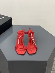 Alexander Wang ivy 85 diamante logo strap sandal red satin - 4