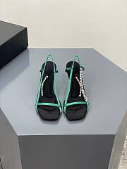 	Alexander Wang ivy 85 diamante logo strap sandal green satin - 2