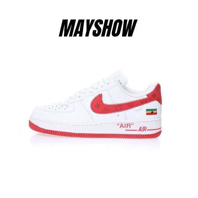 Louis Vuitton Nike Air Force 1 Low By Virgil Abloh White Red AEU3BM16M695-LD0212 - 1