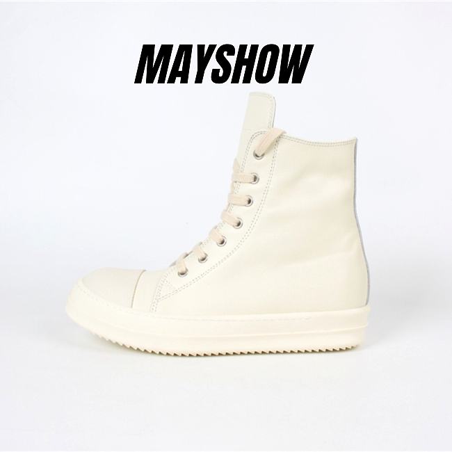 	 Rick Owens High Top Leather Sneakers White In White - 1