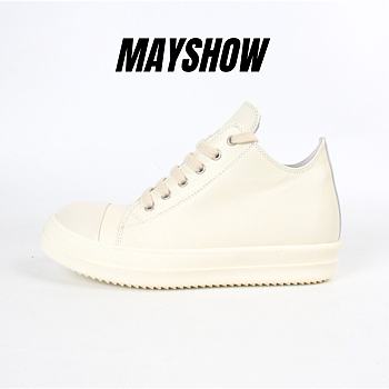 Rick Owens Low Top Leather Sneakers White