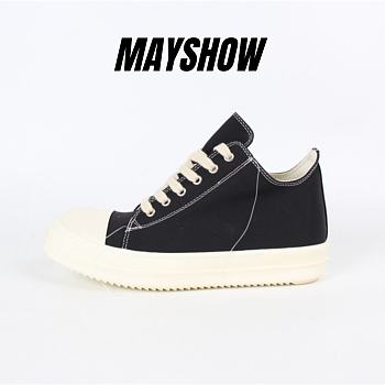 	 Rick Owens Low Top Leather Sneakers Black White