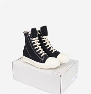 	 Rick Owens High Top Leather Sneakers Black White - 2