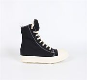 	 Rick Owens High Top Leather Sneakers Black White - 3