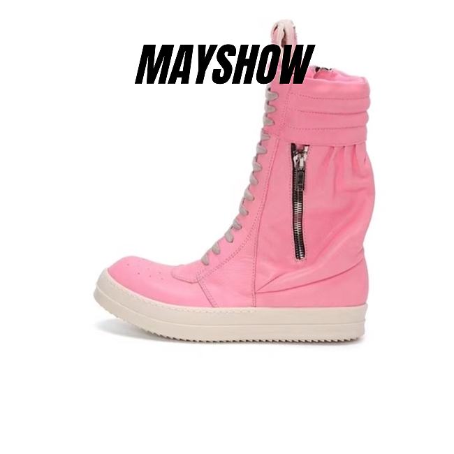 Rick Owens Leather Sneaker Boots in Pink  - 1