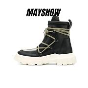 Rick Owens Leather Lace Up Hiking Boots Black Milk - 1