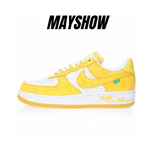 Louis Vuitton Nike Air Force 1 Low By Virgil Abloh Yellow White AEU3BM16M693-3308-8 - 1