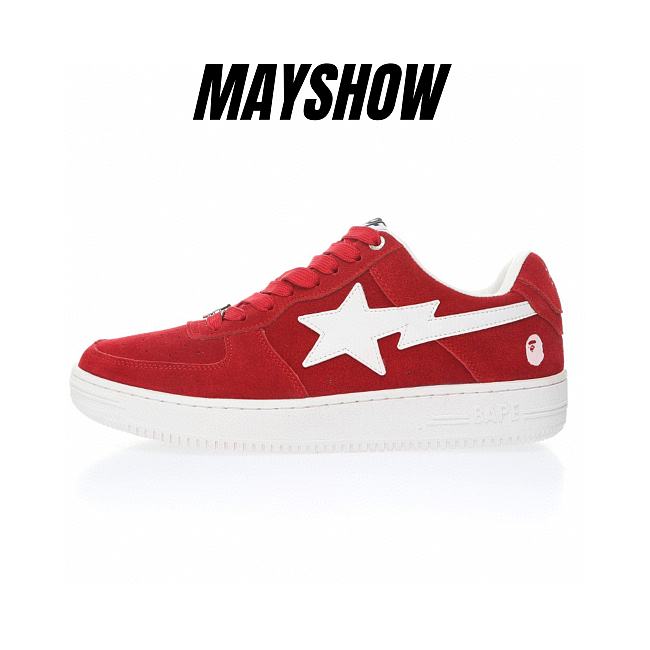 A Bathing Ape Bape Sta Low Red Suede - 001FWH201047_RED - 1