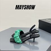 Alexander Wang julie 55 scrunchie slingback heel in green satin - 1