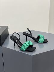 	 Alexander Wang julie 85 scrunchie slingback heel in green satin - 2