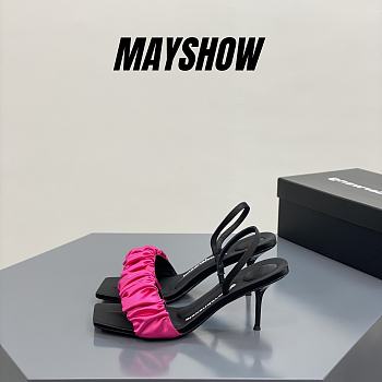 	 Alexander Wang julie 85 scrunchie slingback heel in pink satin