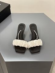 	 Alexander Wang jessie 55 scrunchie slide sandal in white satin - 5