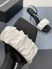 	 Alexander Wang julie 85 scrunchie slingback heel in white satin - 4