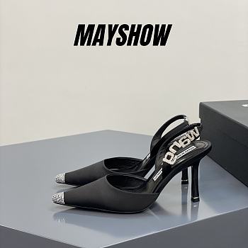 Alexander Wang grace crystal toe satin 85 slingback pumps in black