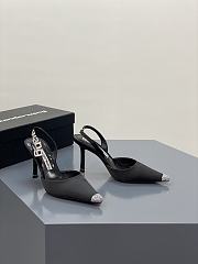 Alexander Wang grace crystal toe satin 85 slingback pumps in black - 5