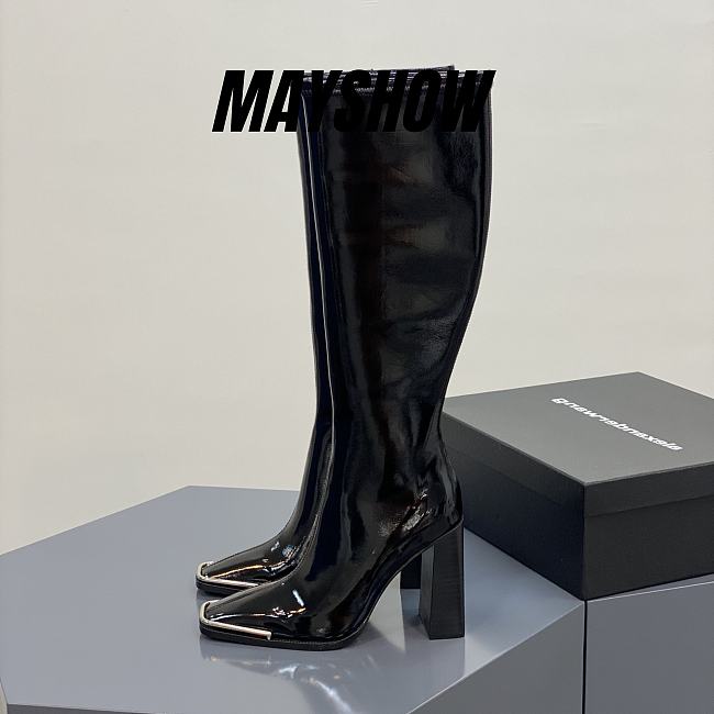 Alexander Wang mascha stretch-vinyl knee high patent boot - 1