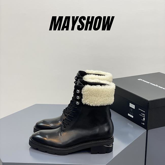 Alexander Wang black shearling andy boot - 1