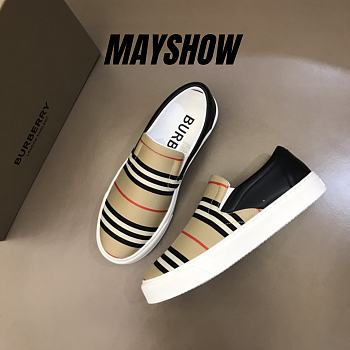 Burberry Beige Black Icon Stripe Thompson Slip On