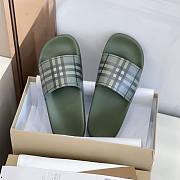 Burberry Embossed Logo Slides Military Green - 4