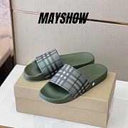 Burberry Embossed Logo Slides Military Green - 1